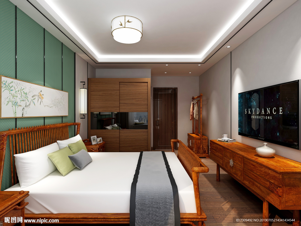 新中式主人房间装修效果图