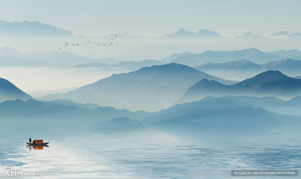 中式中国风山水画 TIF分层