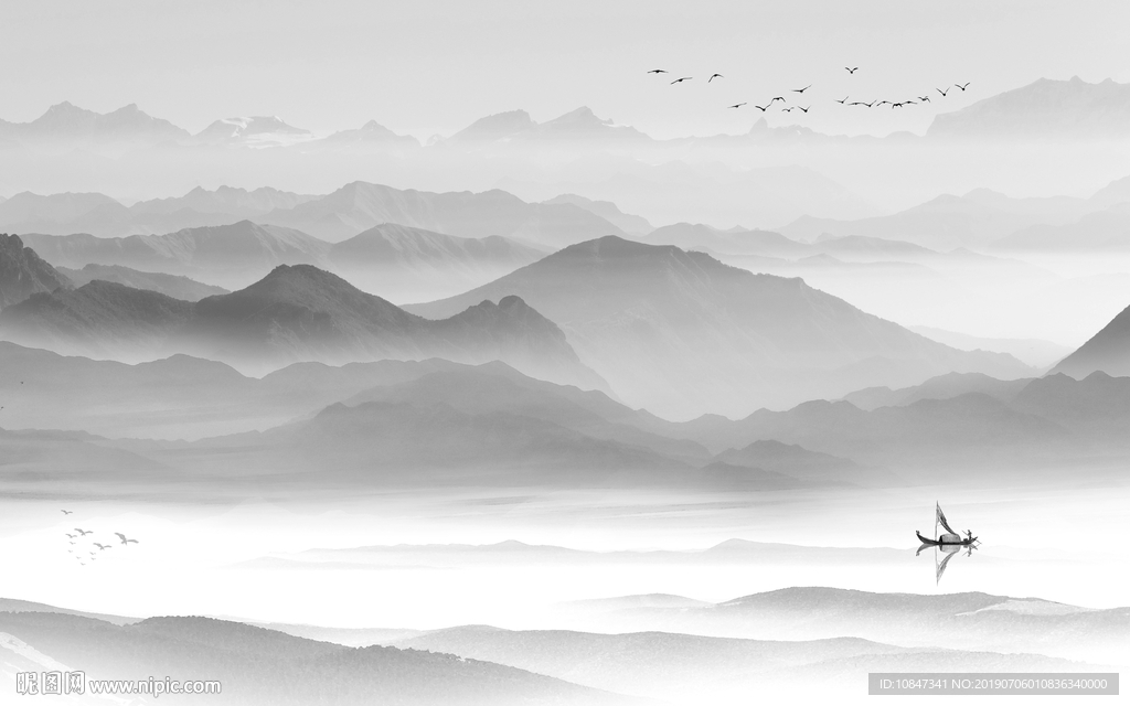 高档中式山水画 TIF分层