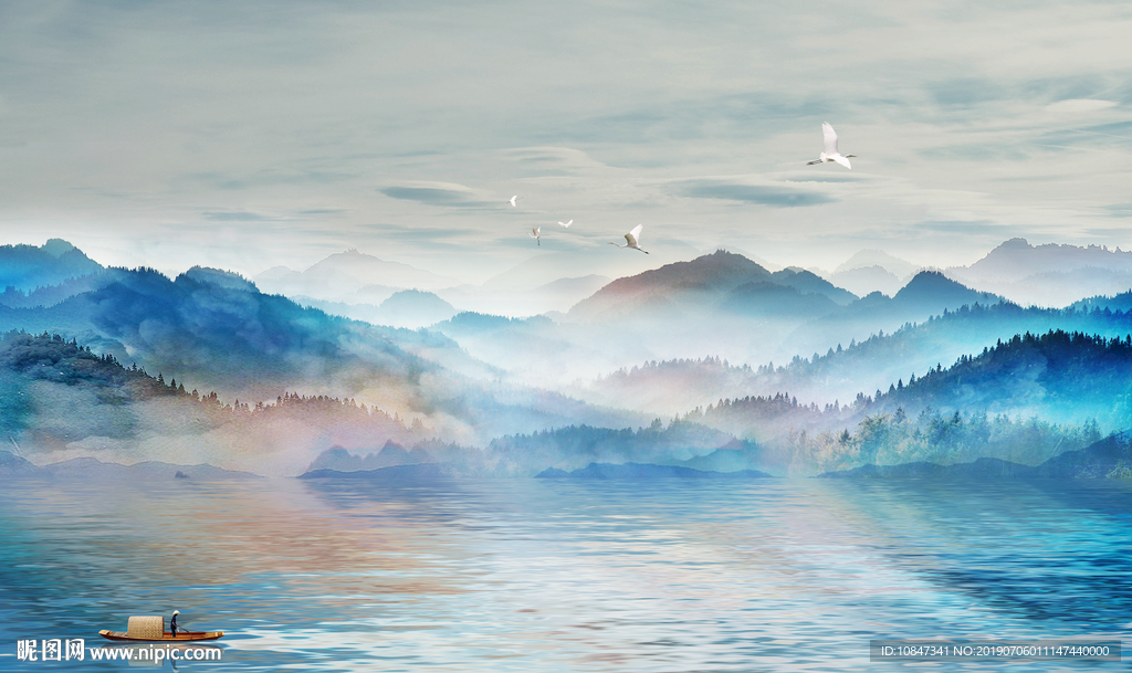意境抽象山水画 TIF分层