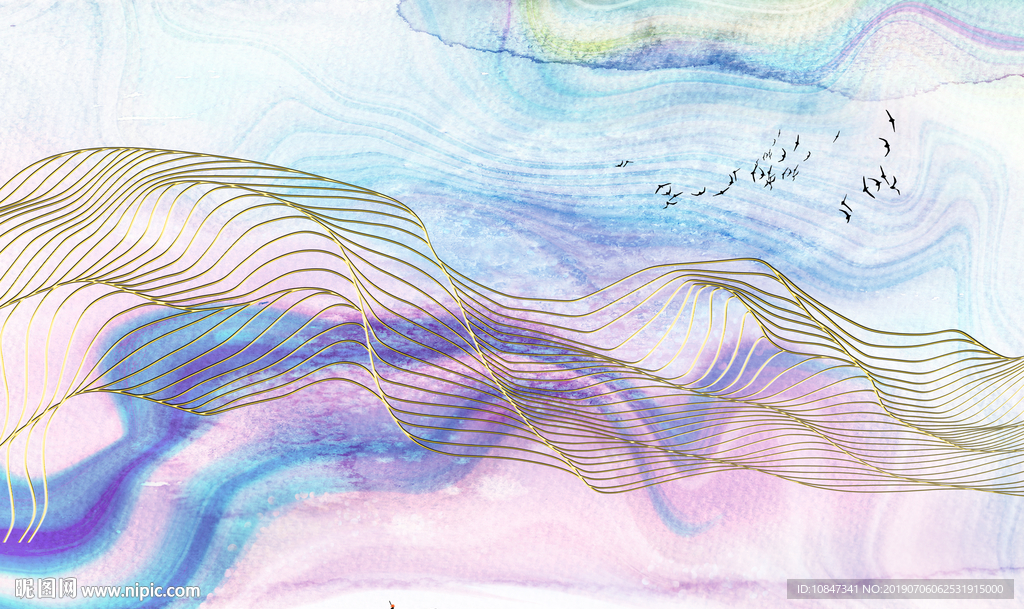 水墨抽象山水画 TIF分层