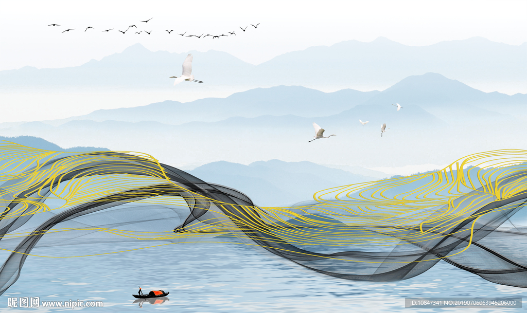 线条 抽象山水画 TIF分层