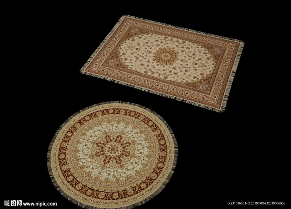 古典方形和圆形地毯模型
