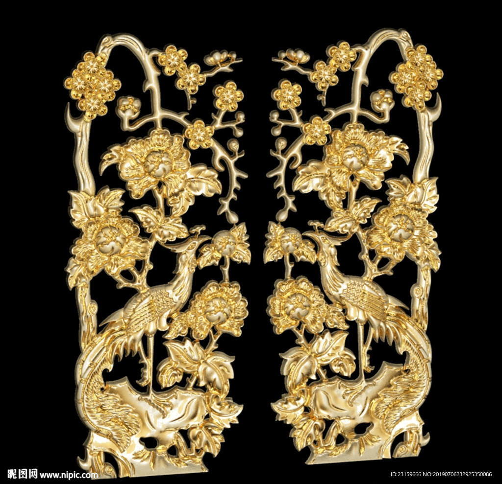 金色中式雕花模型