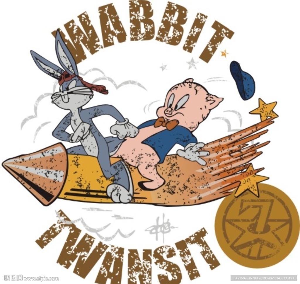卡通动画矢量兔子小猪