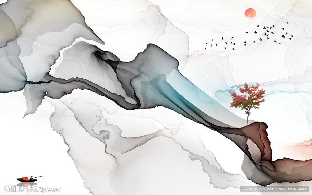 中国风线条抽象画 TIF分层