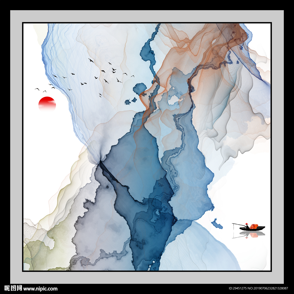 简约TIF分层 抽象山水画
