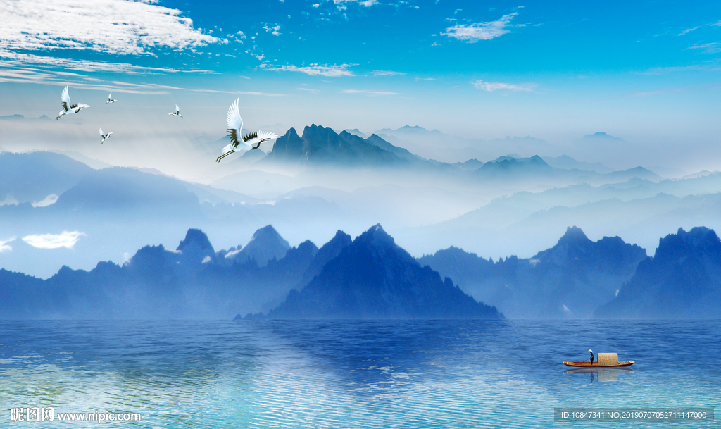 禅意写意山水画 TIF分层