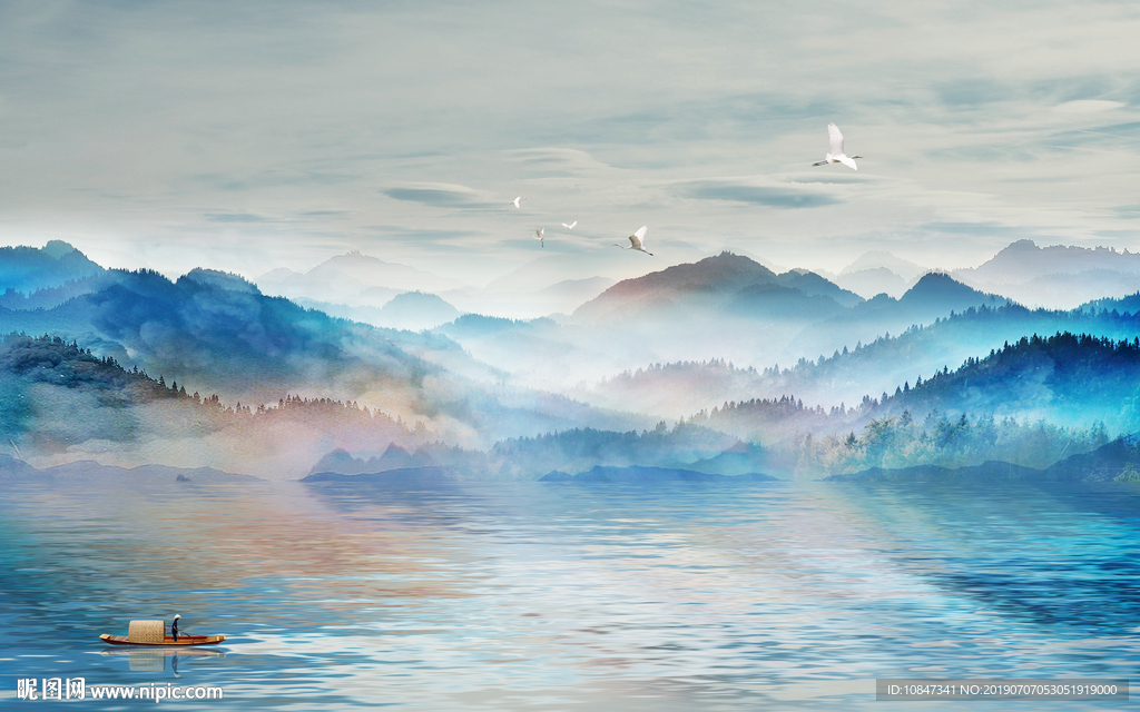 高大上写意山水画 TIF分层