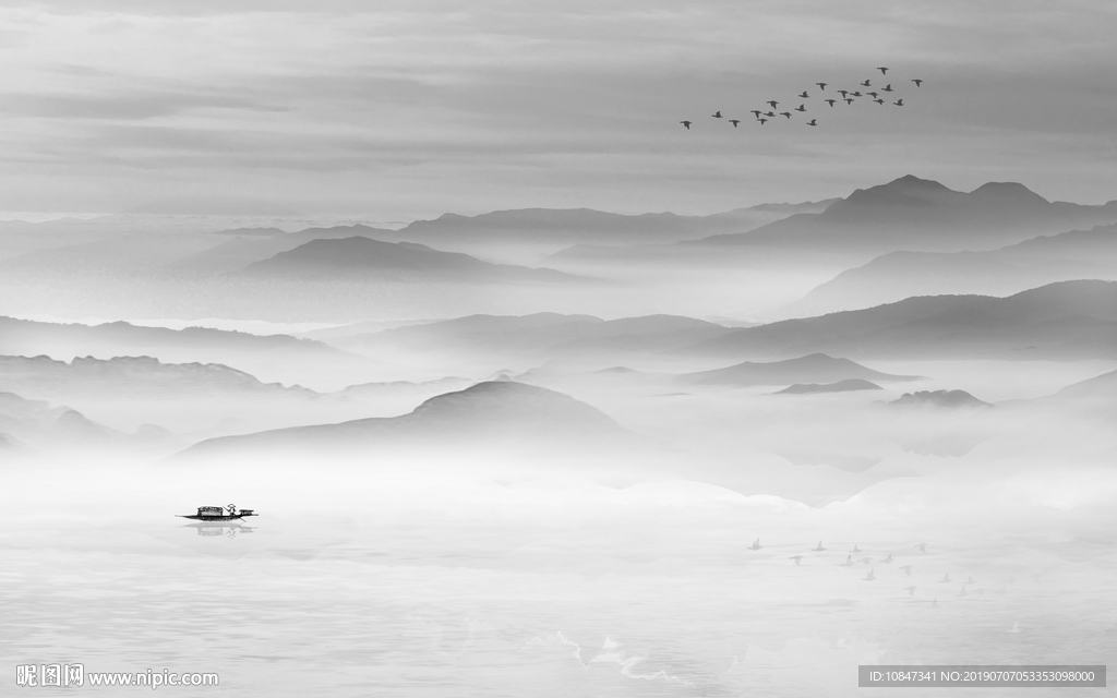 中国风 写意山水画 TIF分层