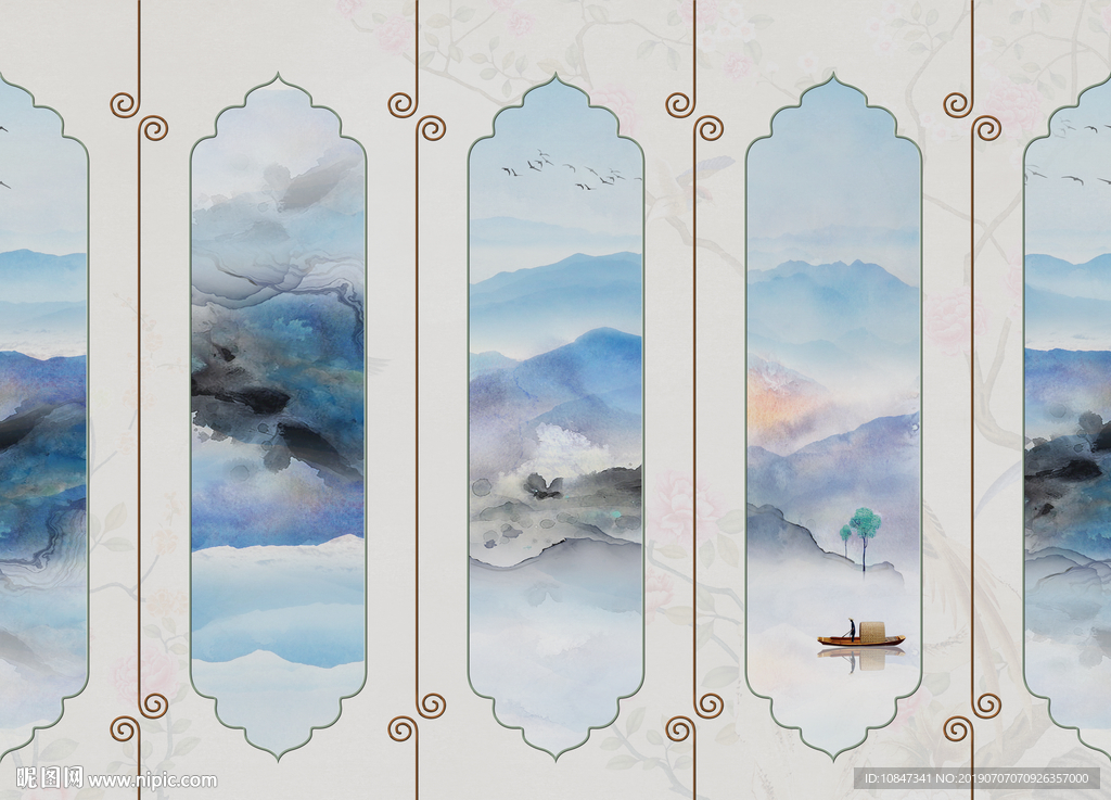 背景墙写意山水画 TIF分层