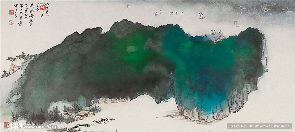 沷墨山水画 国画 水墨画