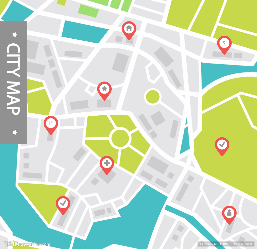 卡通街道道路导航图