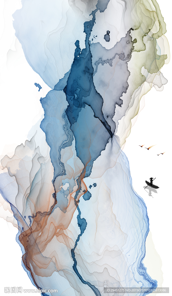 玄关 TIF分层 意境山水画