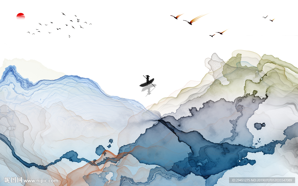 禅意TIF分层 意境山水画