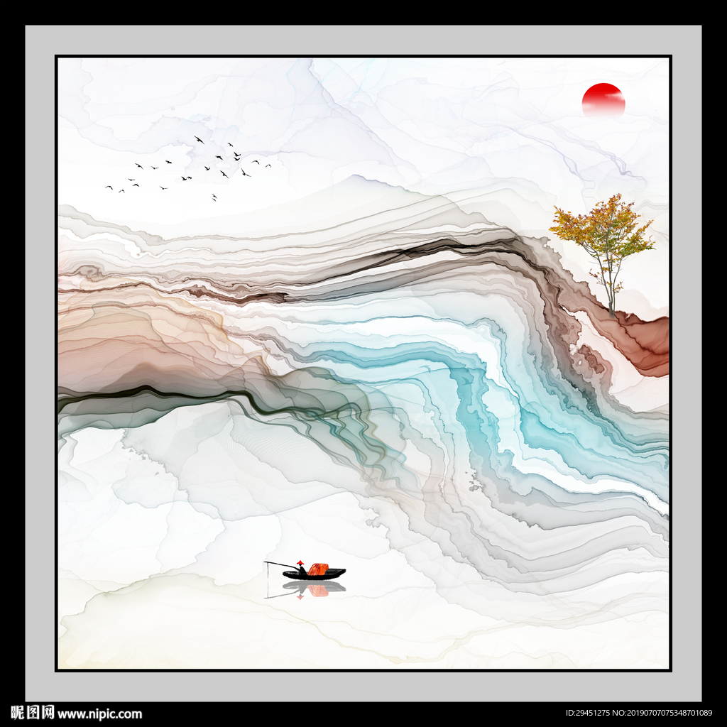 装饰画意境 山水 TIF分层