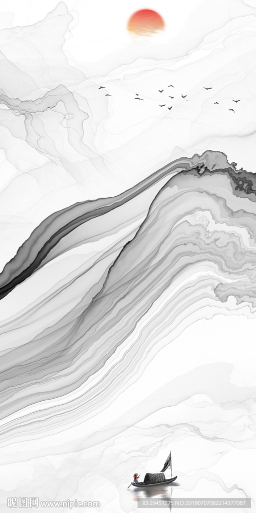 灰色意境 山水 TIF分层