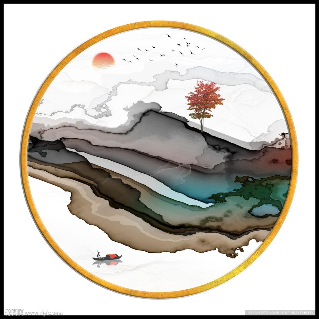 现代意境抽象线条 TIF分层