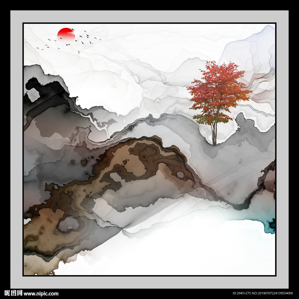 中国风手绘装饰画 TIF分层