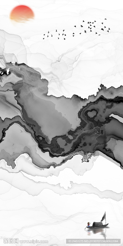 灰色简约线条画 TIF分层画