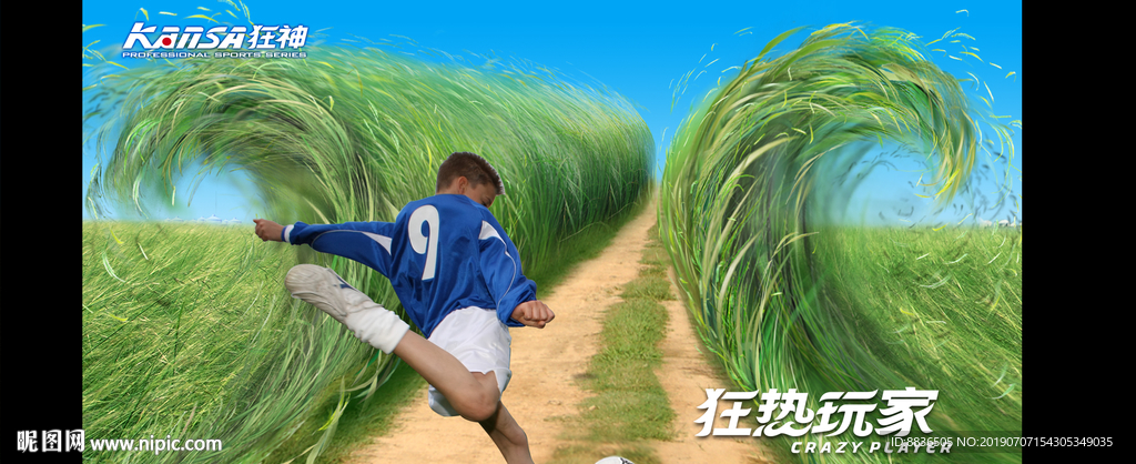 足球  草地  旋风