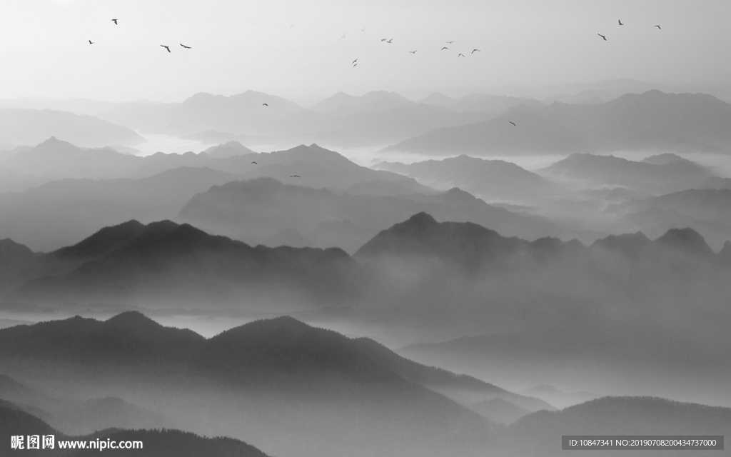 中式 意境山水画 TIF合层画