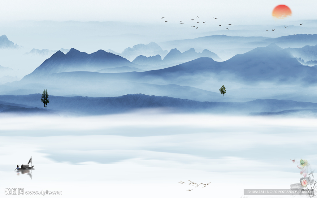 意境高档山水画 TIF分层