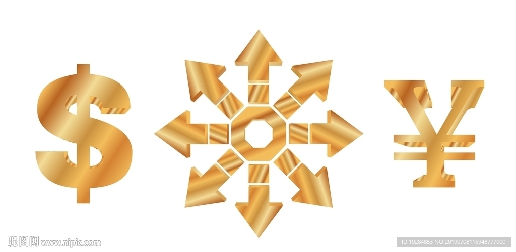 金色箭头+金钱立体符号