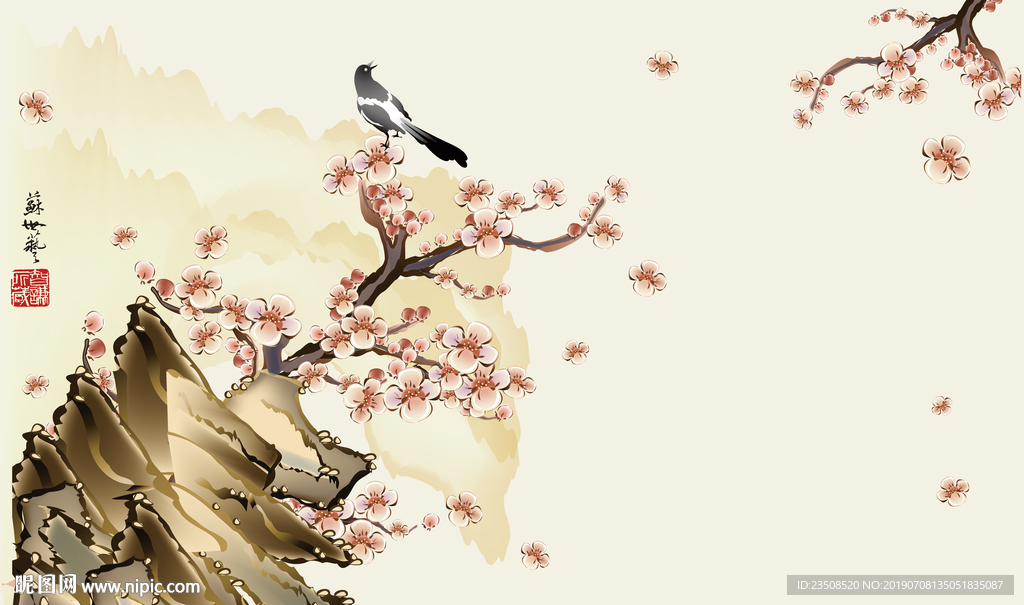 梅花电视背景墙