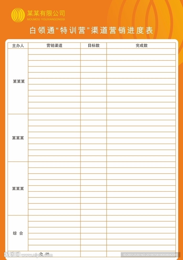 白领通“特训营”渠道营销进度表