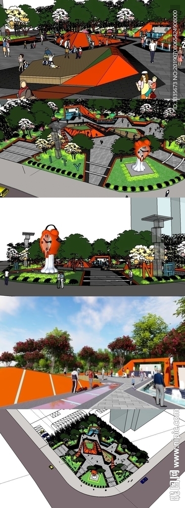 个性时尚街头公园景观SU模型