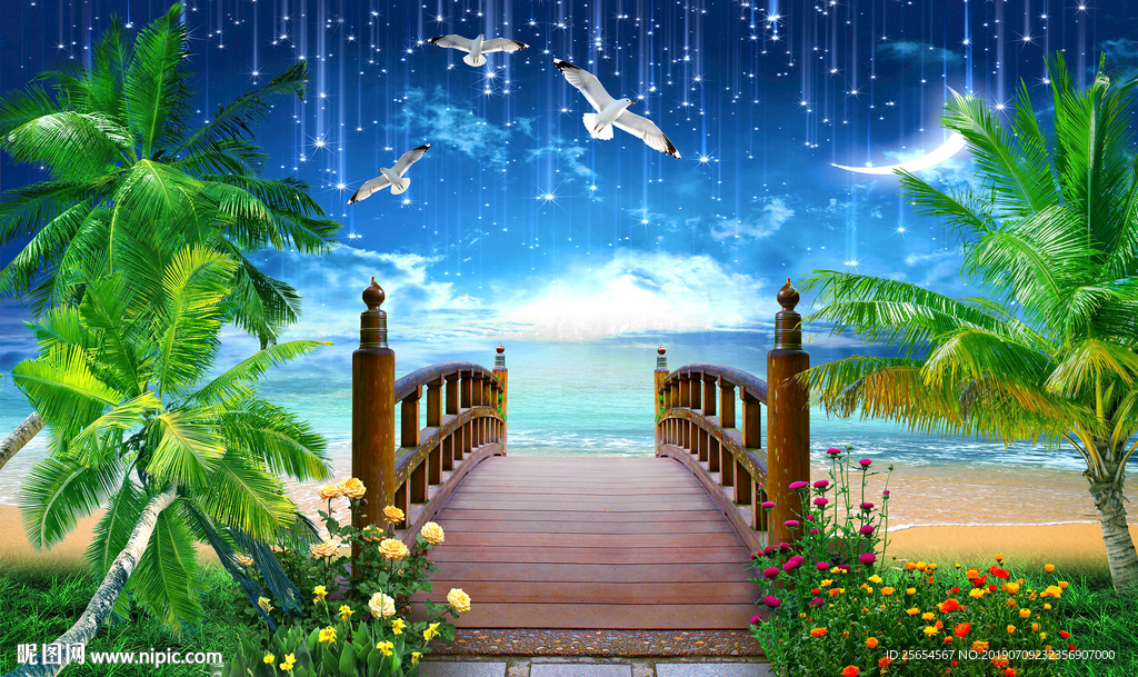 沙滩走道背景墙