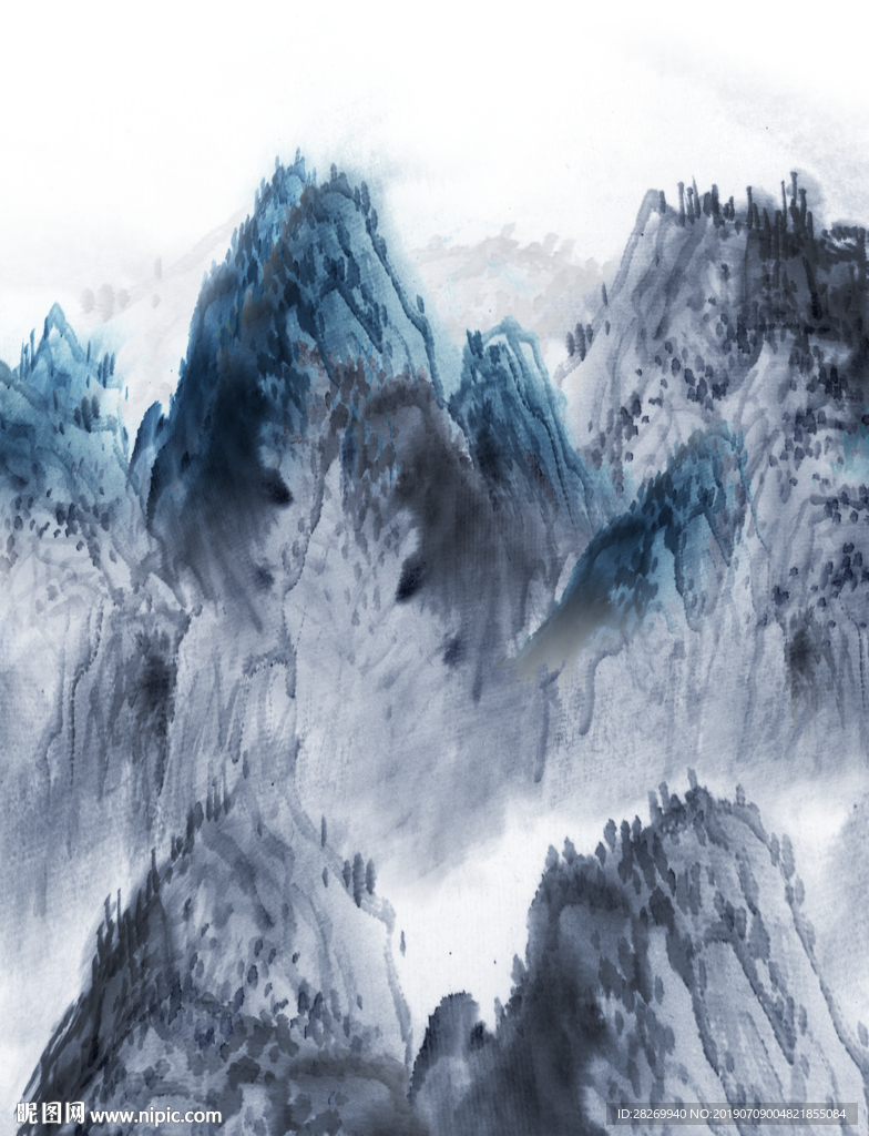 蓝色 山水 蓝色山水 新中式山