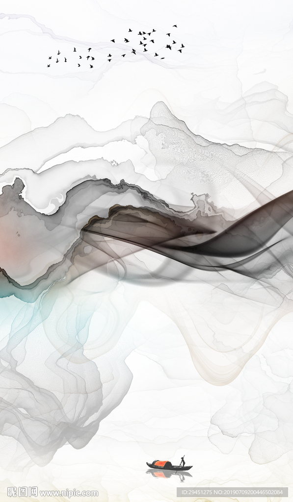 玄关线条精美墙画 TIF分层