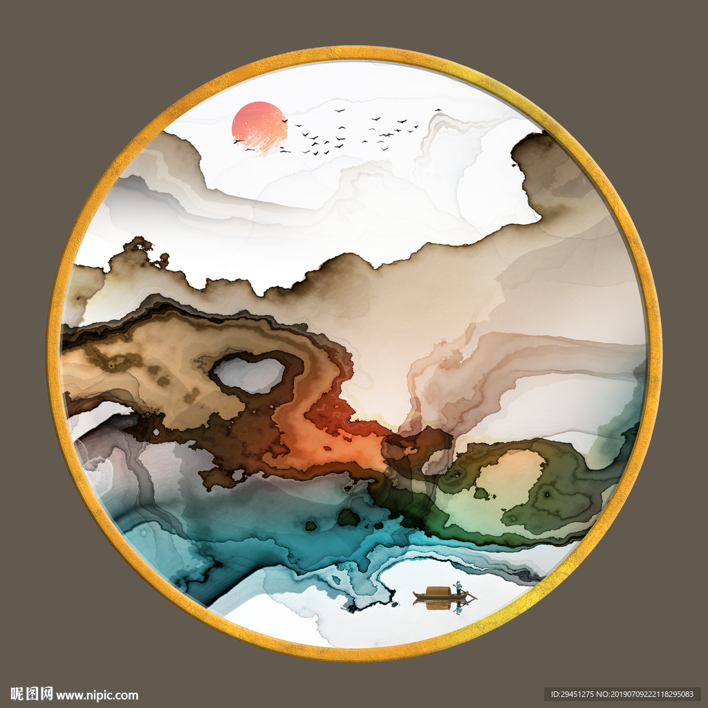 圆形 精美装饰画 TIF分层