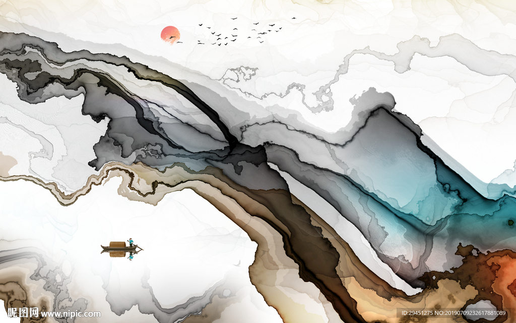 现代奢华线条墙画 TIF分层