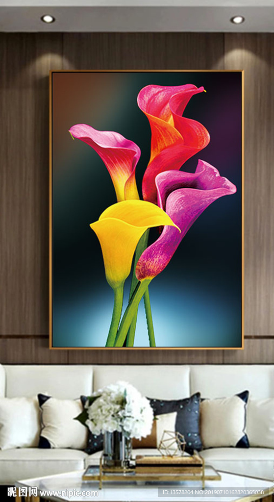 立体马蹄花玄关背景墙装饰画