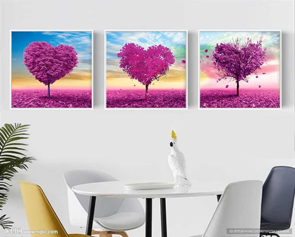 紫色爱心树无框装饰画