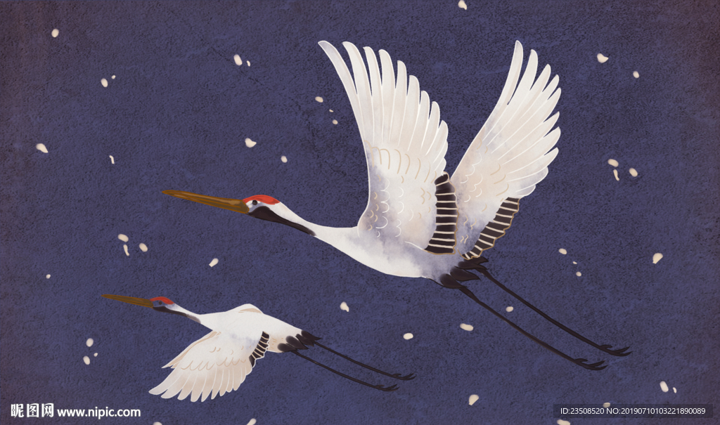 中国风仙鹤电视背景墙