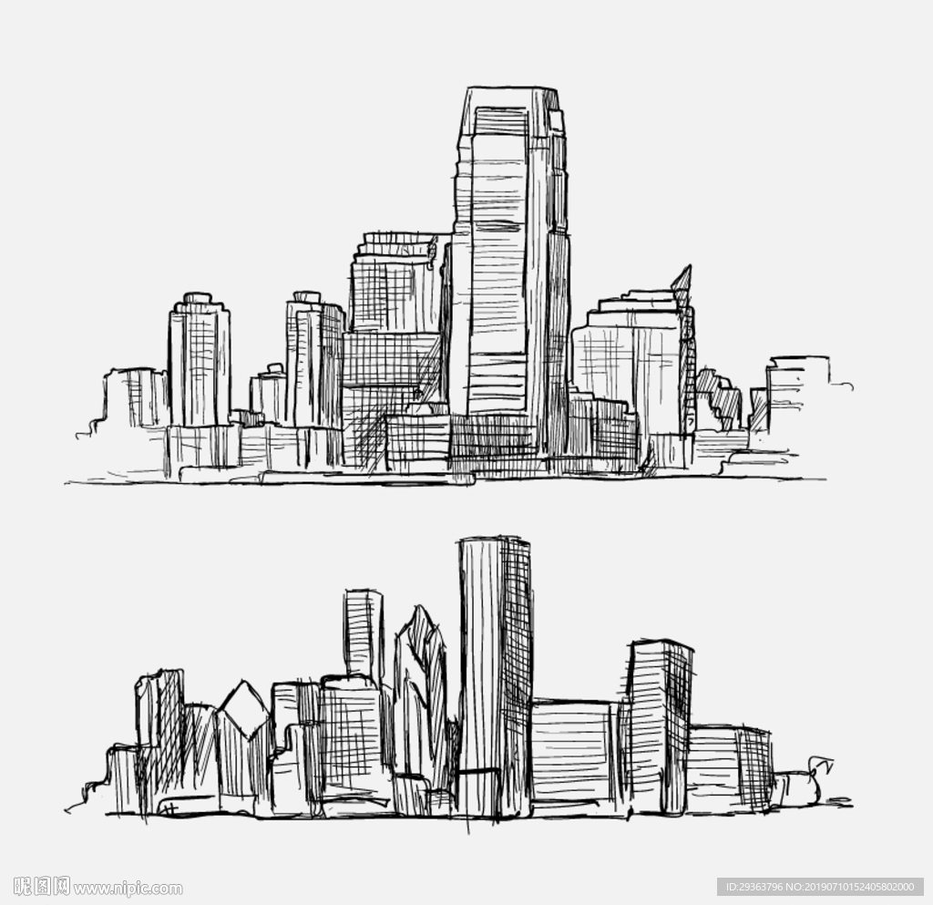 素描城市建筑图片素材-编号00745190-图行天下
