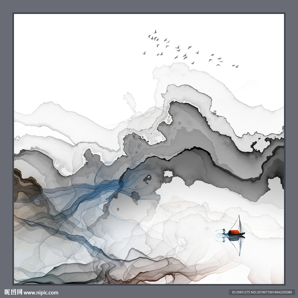 大气抽象线条挂画 TIF分层