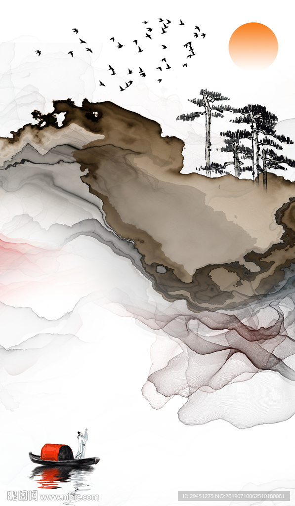 中式 抽象线条画 TIF分层