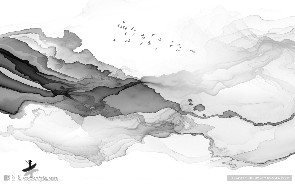 灰色意境中式线条 TIF分层