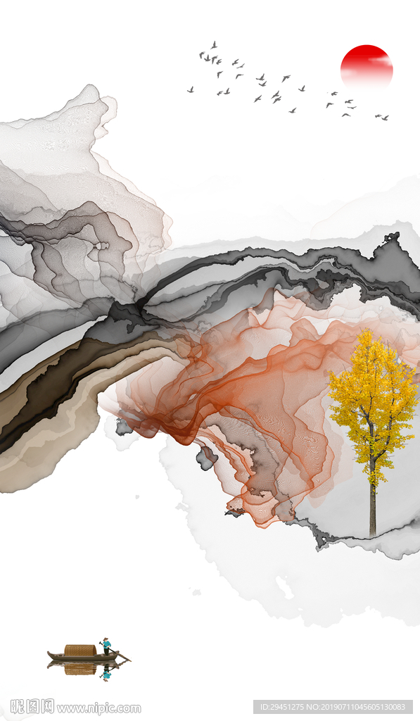 新中式意境高清线条 TIF分层