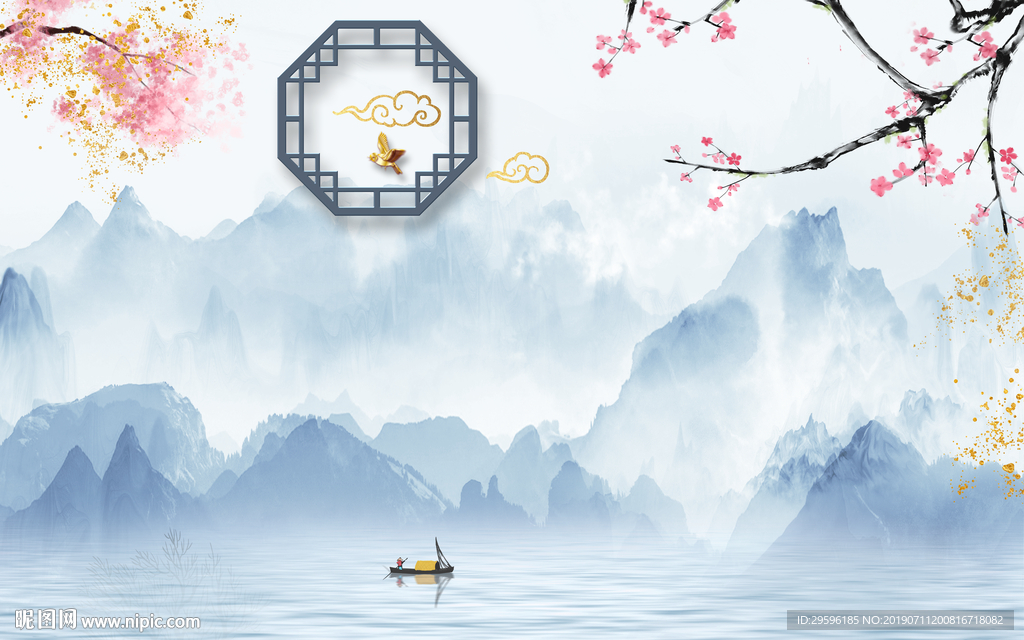 工笔山水 手绘花鸟 TIF分层