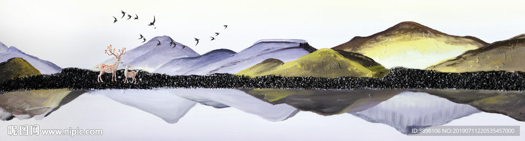 山水倒影酒店床头画