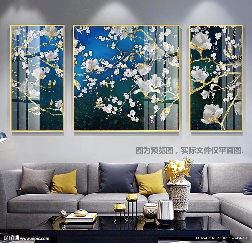 中国风新中式花鸟沙发装饰画