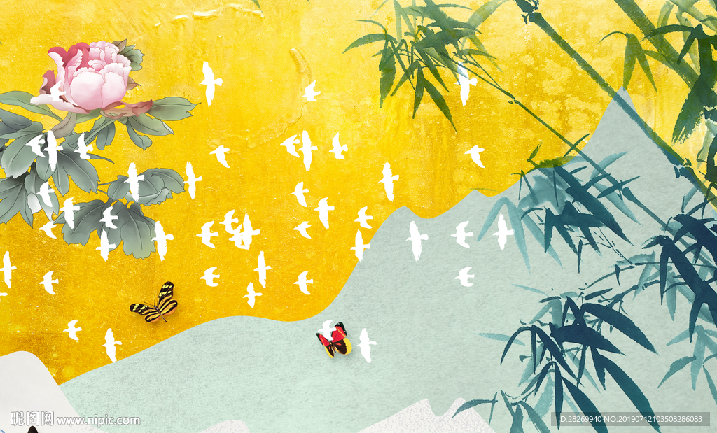 新中式背景墙
