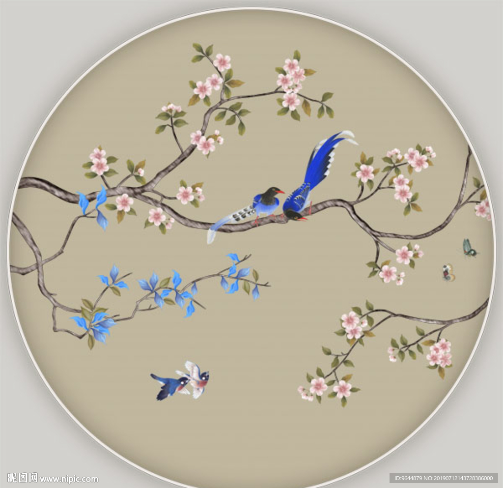 花鸟画圆形