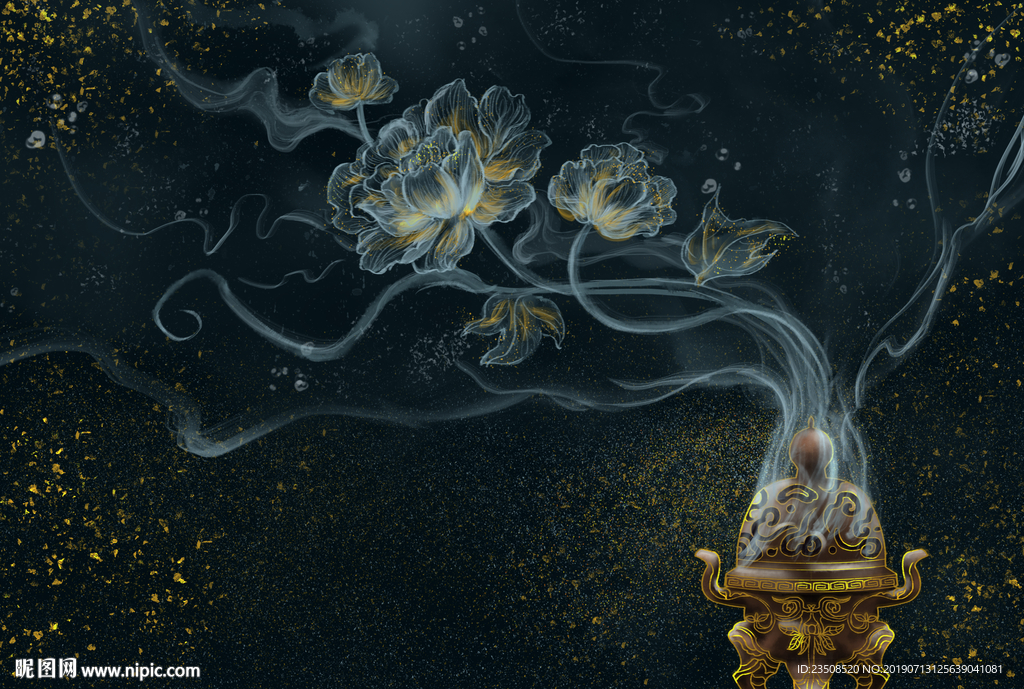 烫金香炉中国风